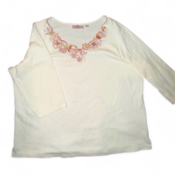 Quacker Factory Jeanne Bice Floral Tunic Top Plus Size 1X - Picture 4 of 7